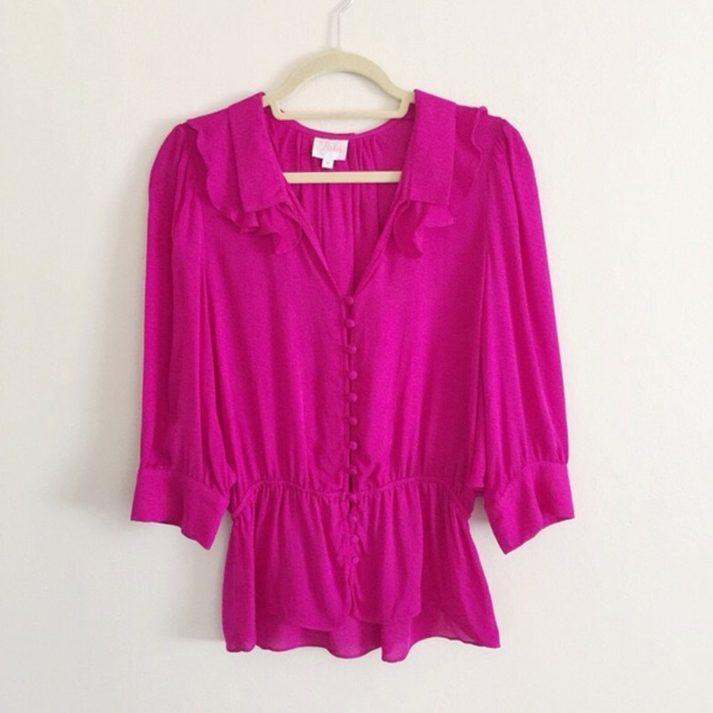 Parker silk ruffle blouse